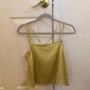 H&M size S chartreuse silk tank with detailed straps